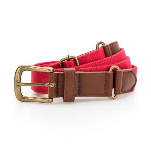 Asquith & Fox Faux Leather And Canvas Belt Cherry Red